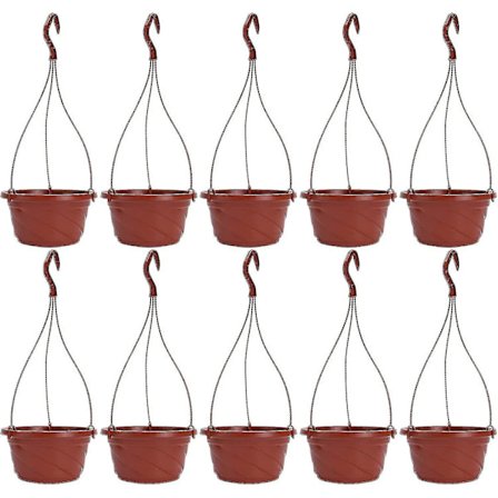 10-pakke Plastik Hængende Selvvandet Have Blomsterplantepotte Til Udendørs Indendørs Planter Rød -CHJR