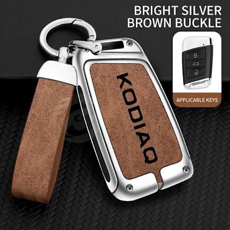 Sinkkiseoksesta valmistettu auton avaimenperän suojakotelo Skoda Kodiaq -malliin, avaimenperäsolki, avaimeton lisävaruste