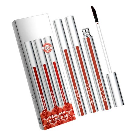 3 st Peeling Off Läppliner Set Matt Finish Läppmakeup För Olika Tillfällen