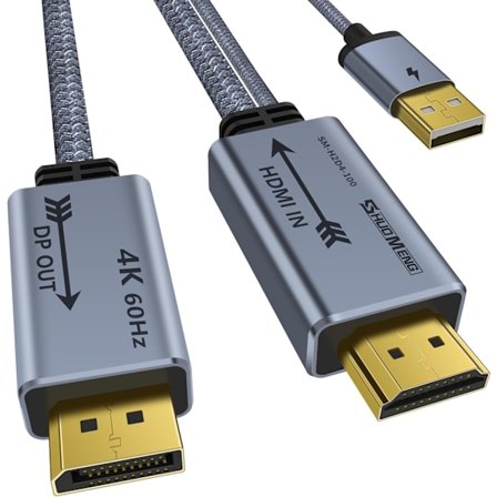 HDMI til Displayport Adapter 4K@60Hz, 2K@120Hz, 1080P@165Hz, HDMI Han Kilde til DisplayPort Han Monitor Kabel, 1m/3.3ft