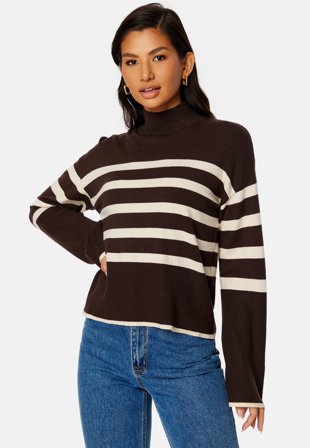 VERO MODA Happiness LS Highneck Coffee Bean Stripes: Klær