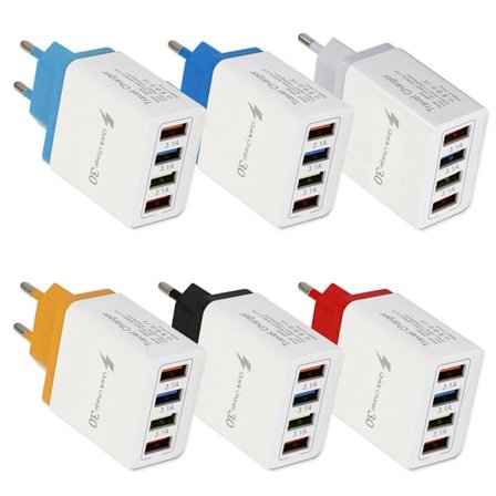 4 USB-oplader 3.1A Multiport Telefonoplader til Rejser