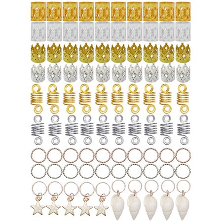 60-170 stk Mix Hårringer Braid Dreadlocks Beads Mansjett Clips