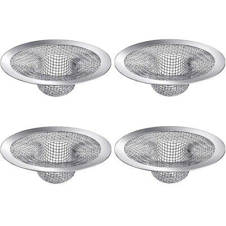 4-pak Rustfri Siler – Si og Afløbsprop til Vask, Badekar og Brusebad, Holdbar og Praktisk