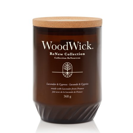 Woodwick ReNew Candles Lavender & Cypress 368g - Candela Profumata