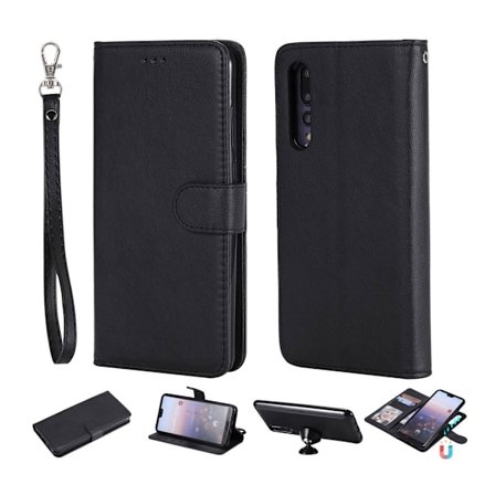 Huawei P20 Pro löstagbart läderfodral - Svart