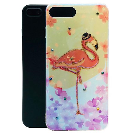 Skyddande Skal av Silikon till iPhone 8Plus (PINK FLAMINGO)
