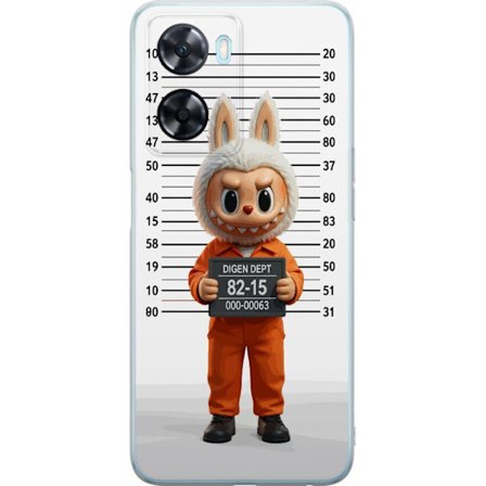 Yhteensopiva Puhelinkuori OnePlus OnePlus Nord N20 SE Söpö piirretty pupuhahmo vankilavaatteissa ja vankinumerolla taustana mittamerkinnät
