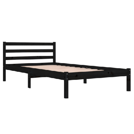 Vidaxl Sängram Massiv Furu 100x200 Cm Svart Svart