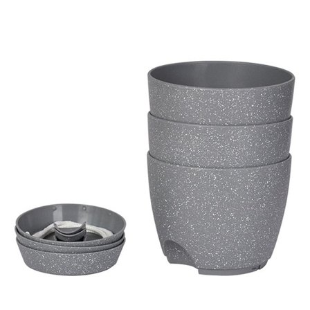 3-pack 16,5 cm Självvattnande Krukor för Inomhusväxter, Blomkrukor med Dräneringshål och Veke