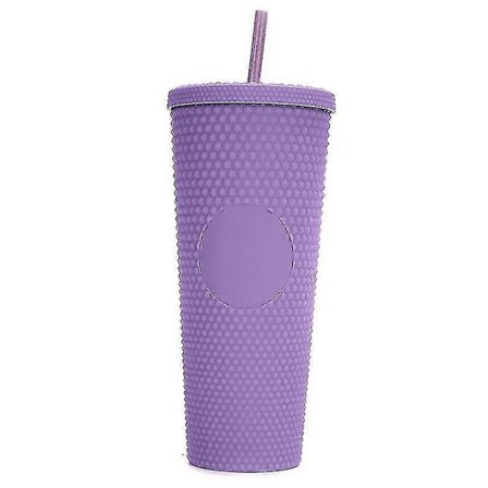 Tofarget, matt, gjenbrukbar tumbler med lokk og sugerør - 24oz matt plast MKH