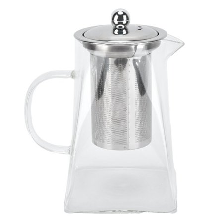 Läpinäkyvä lasinen teekannu irrotettavalla 304 ruostumattomasta teräksestä valmistetulla suodattimella 950 ml