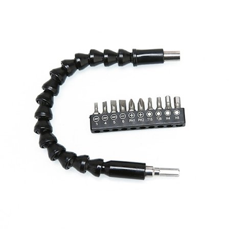 Flexible Shaft with Bit Set for Electric Drill - 11 pcs