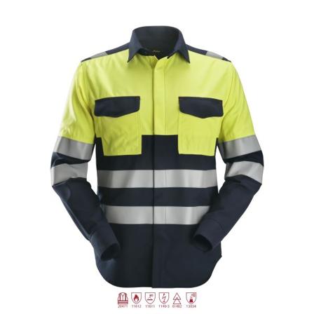 Snickers Workwear 8563 ProtecWork Hitsauspaita huomioväri, keltainen/ laivastonsininen XXL, Vaatteet