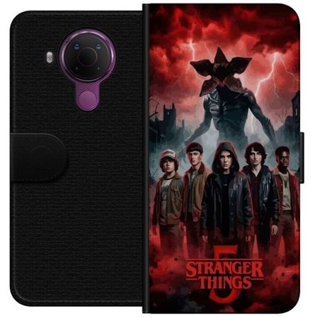 Yhteensopiva Lompakkokotelo Nokia Nokia 5.4 Pimeä Stranger Things -inspiroima fantasiakuvaus salamalla, dramaattisella taivaalla ja intensiivisellä