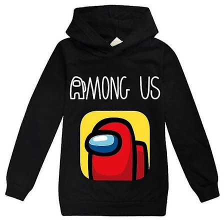 Barn Among Us Spel Hoodie Bedragare Tröja Pojkar Sweatshirt Topp-Perfekt Svart 9-10 År