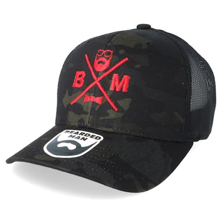 Bearded Man - Camo trucker Lippis - BM Cross Dark Camo Trucker @ Hatstore