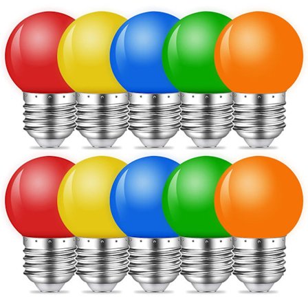 10 kpl Värillisiä LED-Lamppuja, 1W E27 G45 Lamput, LED Värikkäät Mini-Pallolamput, Sekalaiset Värit Ulko- ja Sisätilojen Valoketjuihin, Jouluun, 