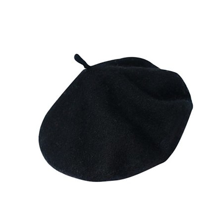 Dame Ensfarget Beret Ull Fransk Beret Høy Kvalitet Vinter Høst svart