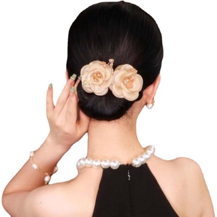 Blomsterhårbolle-rulle, hvalhale-rhinestone-blomsterhårklemme, ins-stil elegant doven hårkrøller, doven hårkrøller Deft Bun Maker
