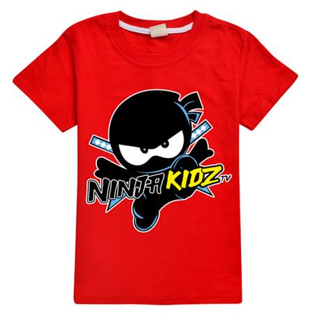 Ninja Kids Trykt T-shirt Børn Drenge Kortærmet Toppe Rød Red 7-8 Years