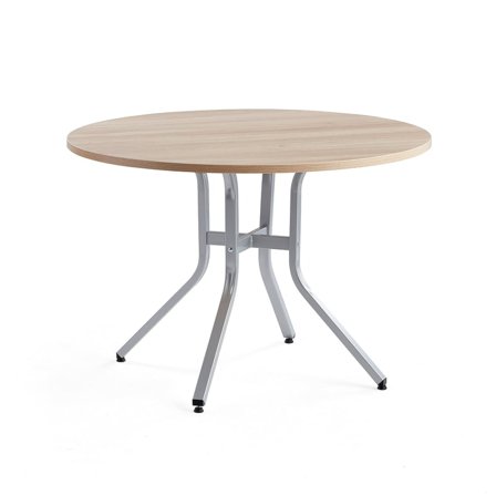 Table VARIOUS, Ø1100x740 mm, silver, oak