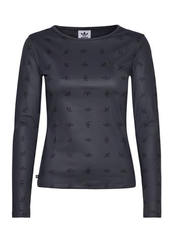 Slim Allover Print Long-Sleeve Top T-shirts & Tops Long-sleeved Svart Adidas Originals