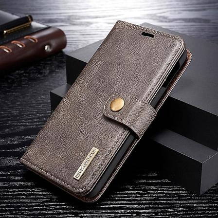 Beskyttende telefondeksel i delt skinn for Samsung Galaxy S10e med avtakbart deksel og lommebok