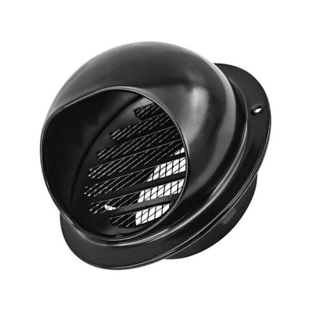 Rund ventilationsrist i rustfrit stål med insektnet, sort, vandtæt, nem at installere