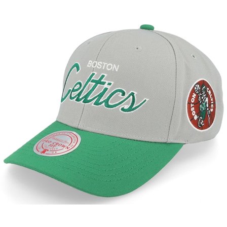 Mitchell & Ness - Gris adjustable Gorra - Boston Celtics Team Script 2.0 Pro Hwc Grey/Green Adjustable @ Hatstore