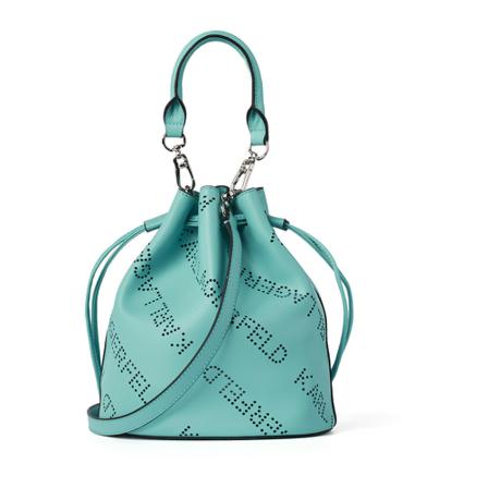 Karl Lagerfeld, Punched Logo Bucket Bag Niebieski, Kobieta, Rozmiar: ONE Size