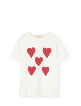 THE ANIMALS OBSERVATORY Hearts White Rooster T-Shirt - Cream - 10 Y