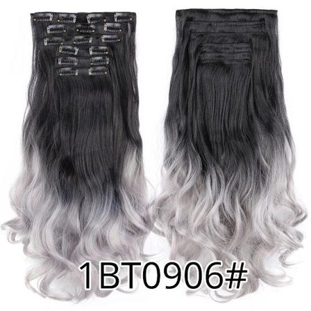22 tum 16 Clips In Hair Extension Long Wave Synthetic Clip In Hair Extensions Ombre 16 Clips i falska hårstycken Värmebeständig