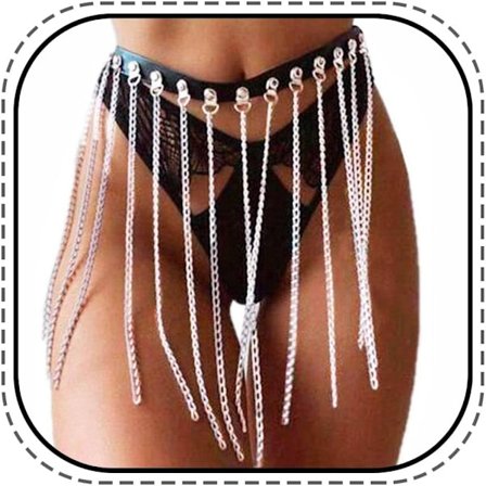 Læder Taljekæde Bælte Sort Mode Rave Kropstilbehør til Kvinder