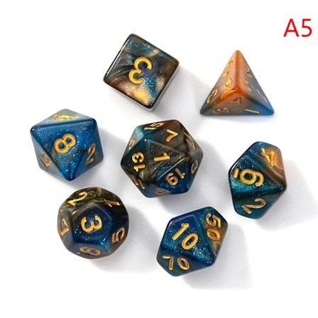 7st Set Bärbara leksaker för barn Polyhedral D4 D6 D8 D1