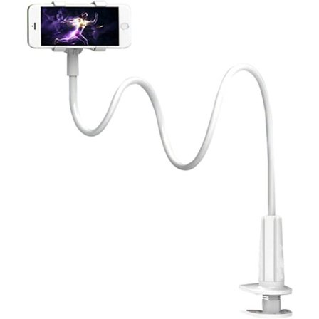 Telefonhållare, universell sängtelefonhållare skrivbordsstativ 360 graders vridbart stativ, total längd 100 cm, justerbart stativ med gåshals, 