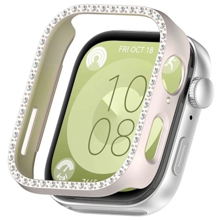 Skal til Huawei Watch Fit 3 med diamantudsmykning, halvdækkende hul PC-beskyttelse Matte Starlight