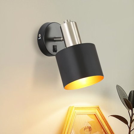 NETTLIFE Vägglampa inomhus Vintage Väggspotlight Svart 330° Vridbar E27 Liten Metall