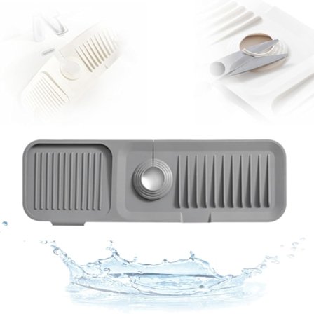 1 stk. vask gummi beskyttelse, silikon kran håndtak drypp catcher brett matte, vannabsorberende brett for vask, kjøkken vask splash g