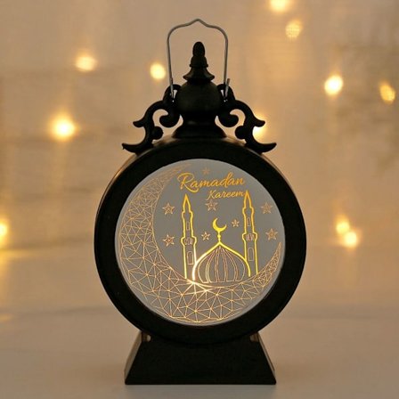 Ramadan Kareem Led Lantern Ramadan Candle Lantern SVART