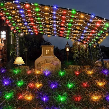 Rosnek Lysende Udendørs Filét 3x2m 320LED Lysguirlande med Stik IP44 Vandtæt 8 Indstillinger Til Jul Have - Multifarvet