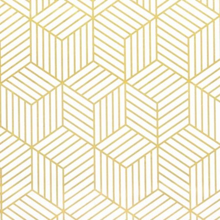 Självhäftande tapet i guld hexagon geometriska ränder - Självhäftande möbeltapet guld vit 45x500cm julklappspapper