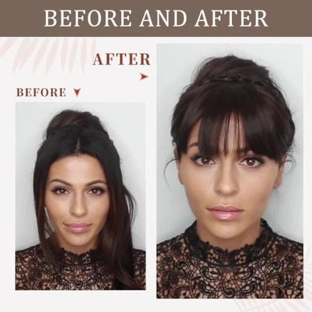 Mørkebrun Clip-In Pandehår i Ægte Hår til Kvinder - Luftig Gardinpandehår med Tindinger til Daglig Brug Krøllet Hårforlængelse Del Mørkebrun