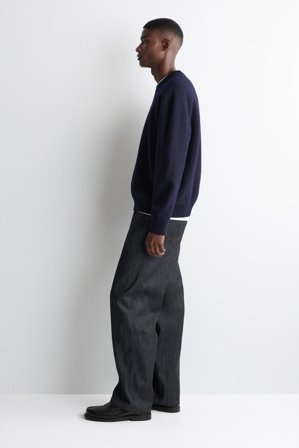 COS Men's Maglione Girocollo In Lana Cotta in Blu