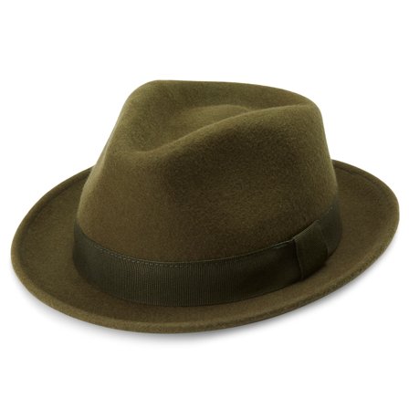 Oliwkowozielony kapelusz trilby Tomasso Moda dla mężczyzn - Kapelusze trilby