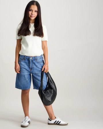 Abercrombie AFB LONG DENIM SHORT Blanc Shorts Fille - Kids Brand Store