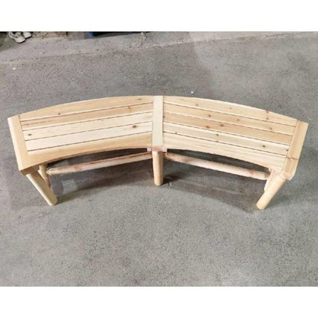 Udendørs Bænk COSTWAY, Kurvet, Massivt Træ, 2-3 Personen, Uden Ryg, Belastning 360 kg, til Patio Pool, Naturlig