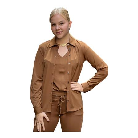 Maicazz Blouse Vurbi Fa22.20.604 Bronze , Beige , Dames , Maat: 3XL