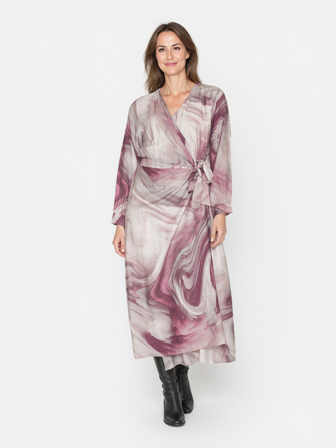 B. COPENHAGEN - Kjole - Rosa Mix - Mønstret - Bindebånd