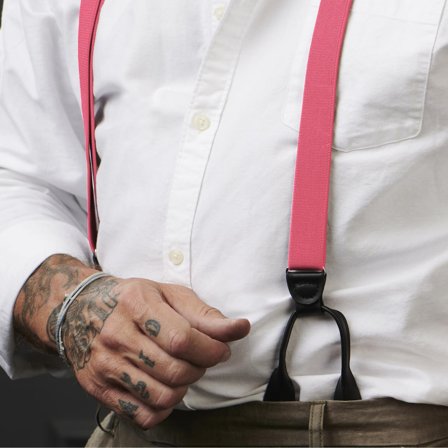 Slim Bubblegum Pink Split Button Braces for Men - Button braces